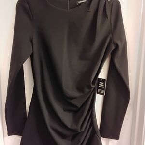 Express Elegant Black Long Sleeve Dress